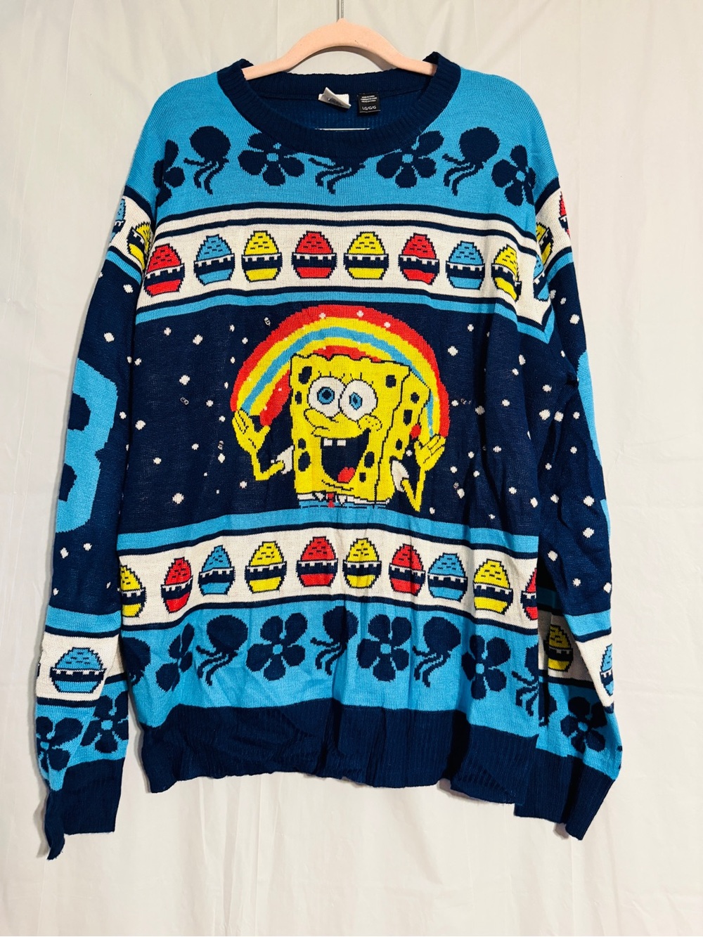 Nickelodeon SpongeBob SquarePants Light Up Ugly Christmas Sweater Men’s L